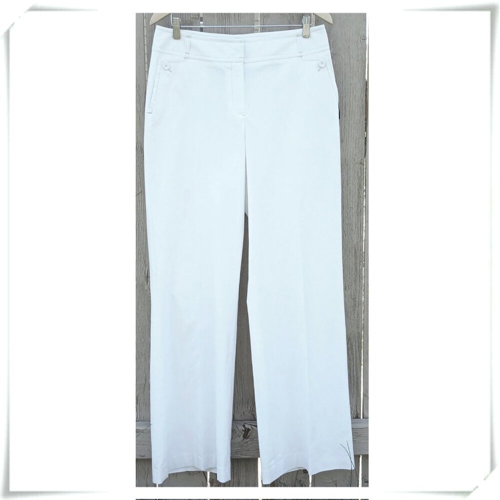 Rafaela White Off White Wide Leg Mid Rise Stretch Pants